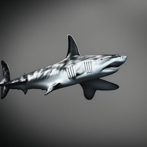 Hyperrealistic Shark Plane in Flight
