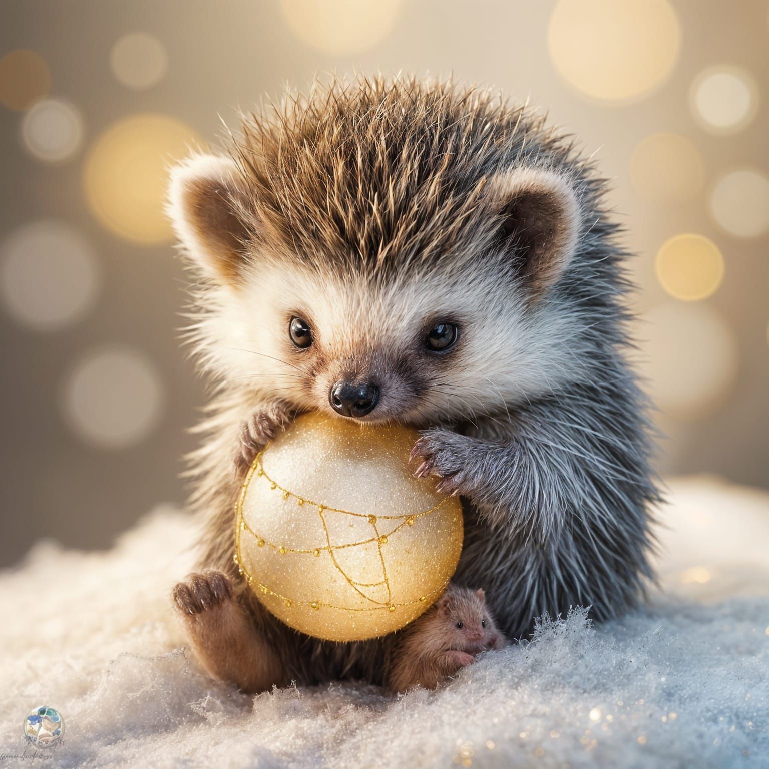 Cuddly Baby Hedgehog in Whimsical Winter Wonderland