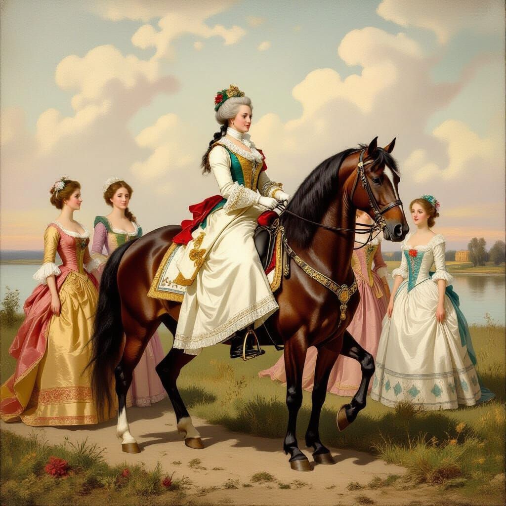 Catherine the Great Equestrian Portrait, Vigee Le Brun Style
