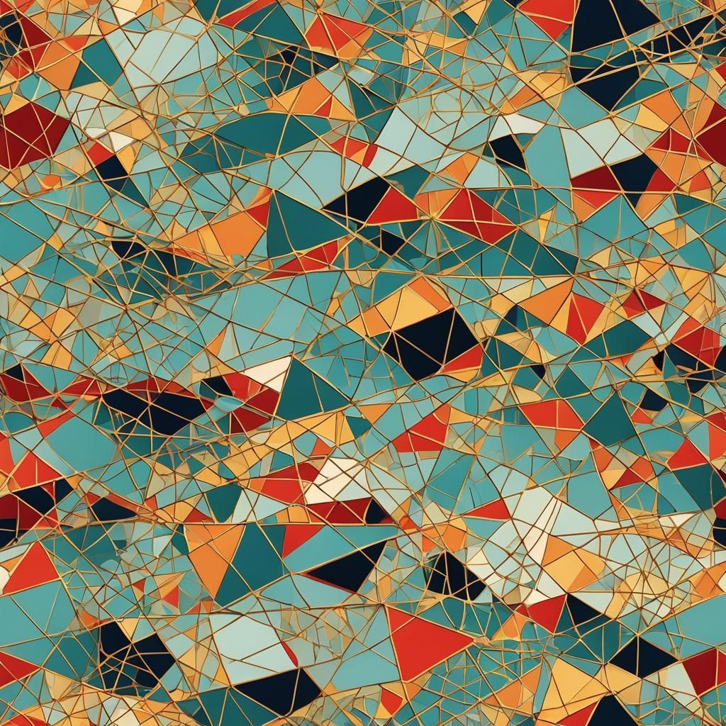Geometric Abstract Art with Complementary Colors