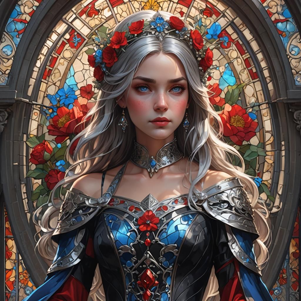 Stained Glass Medieval Princess Portrait