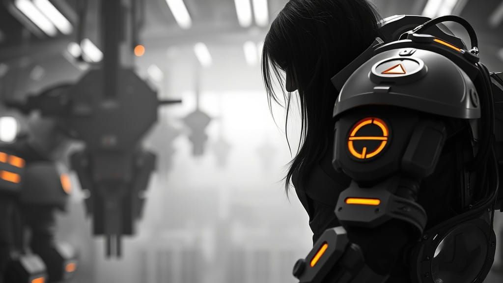 Futuristic Mech Warrior in Elegant Armor