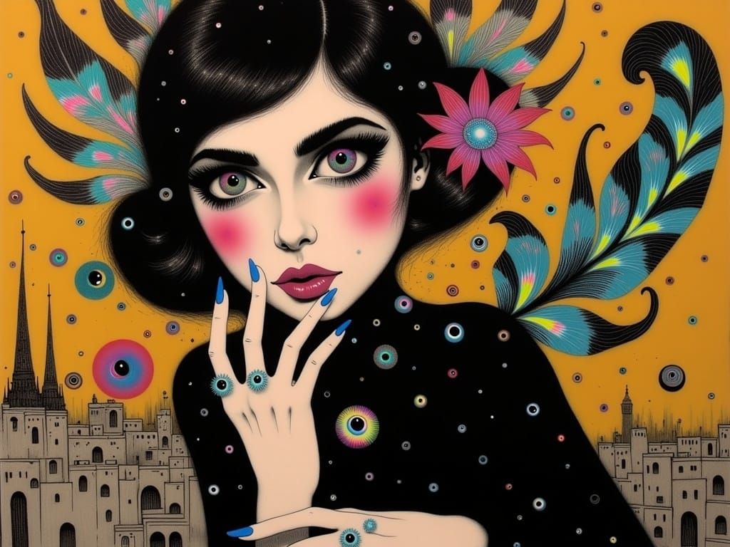 Lady Gaga in Leyendecker Klimt Bohemian Pop Art