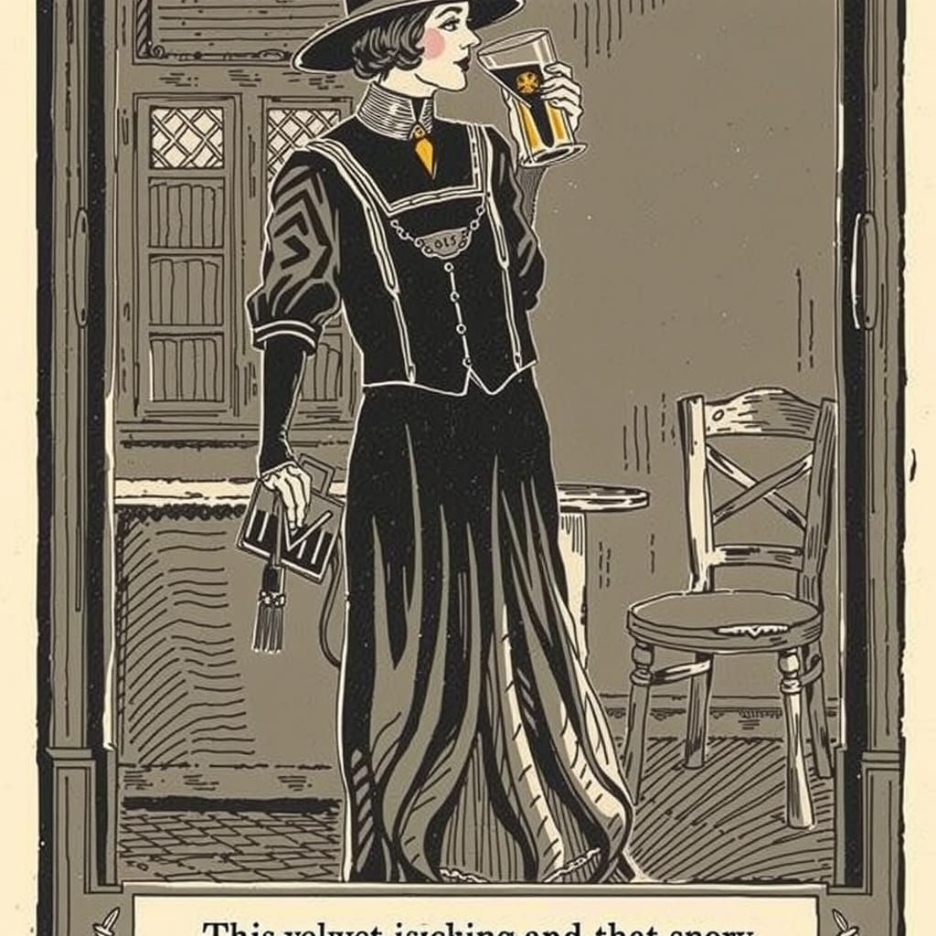 Woodcut art. 1920s magazine illustration