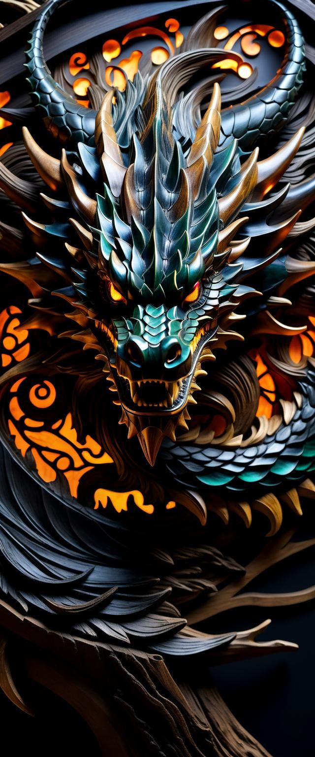 dragon head sculpted from driftwood...