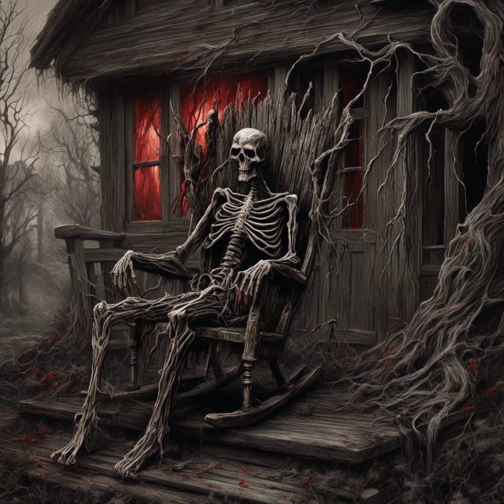 Hyperdetailed Cabin Scene with Ancient Being