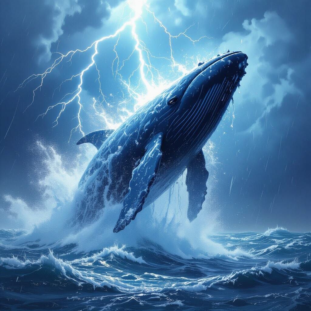 Water Whale Struck by Lightning in Thunderstorm