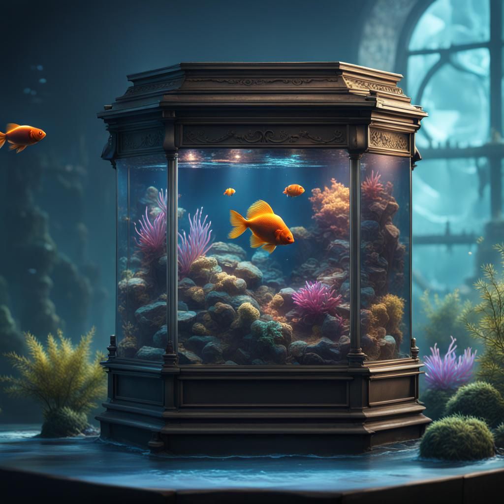 PC Fish Tank in Detailed Matte Painting Style