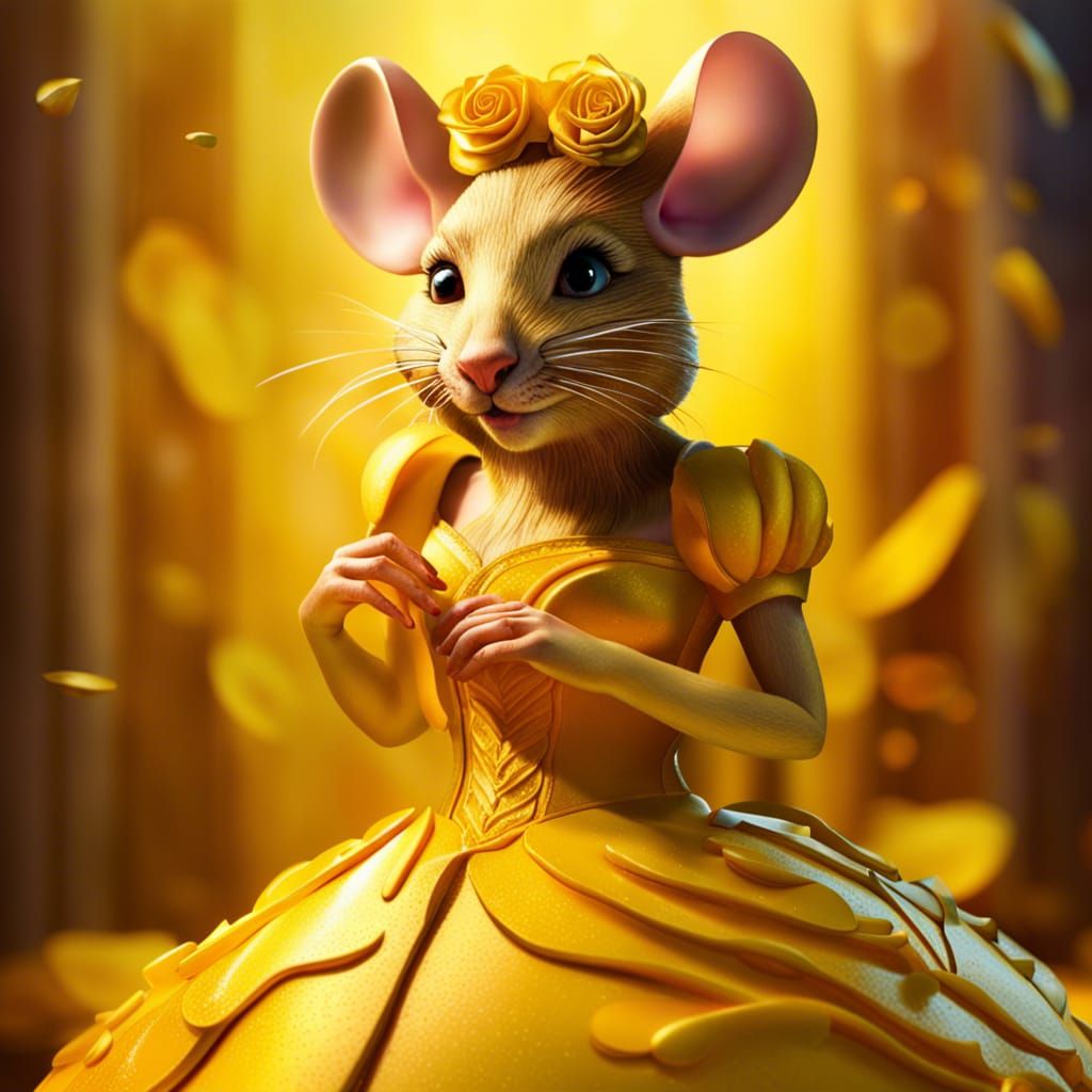 Mouse Belle in Golden Cheese Dress