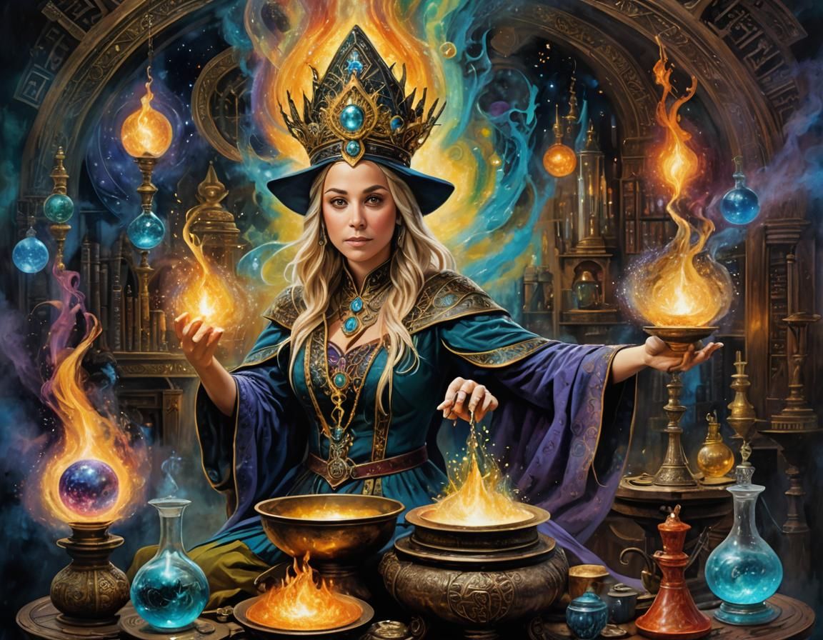 Priestess Alchemical Experiment: Mixed-Media Artwork