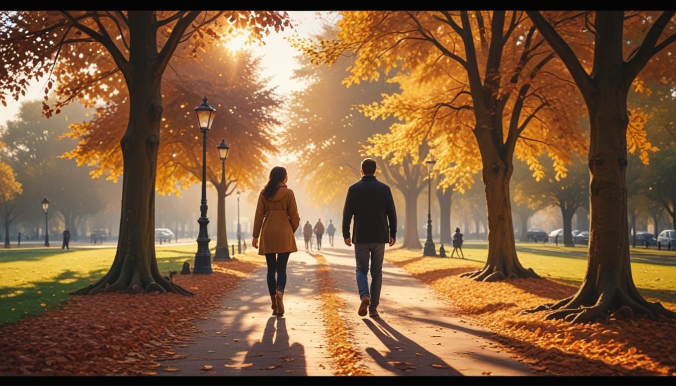 Cozy Autumn Date Night as Oil Painting