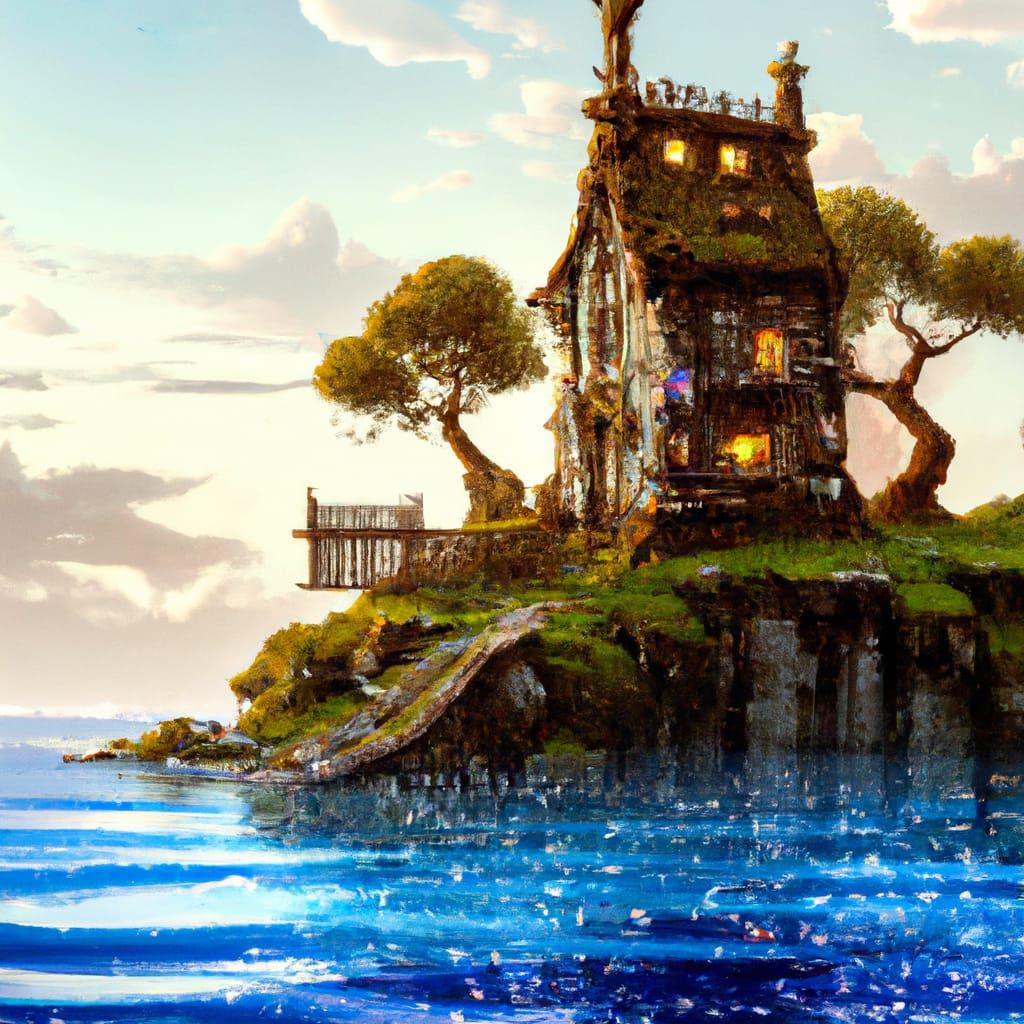 Fantasy House by Lake and Sea: Concept Art