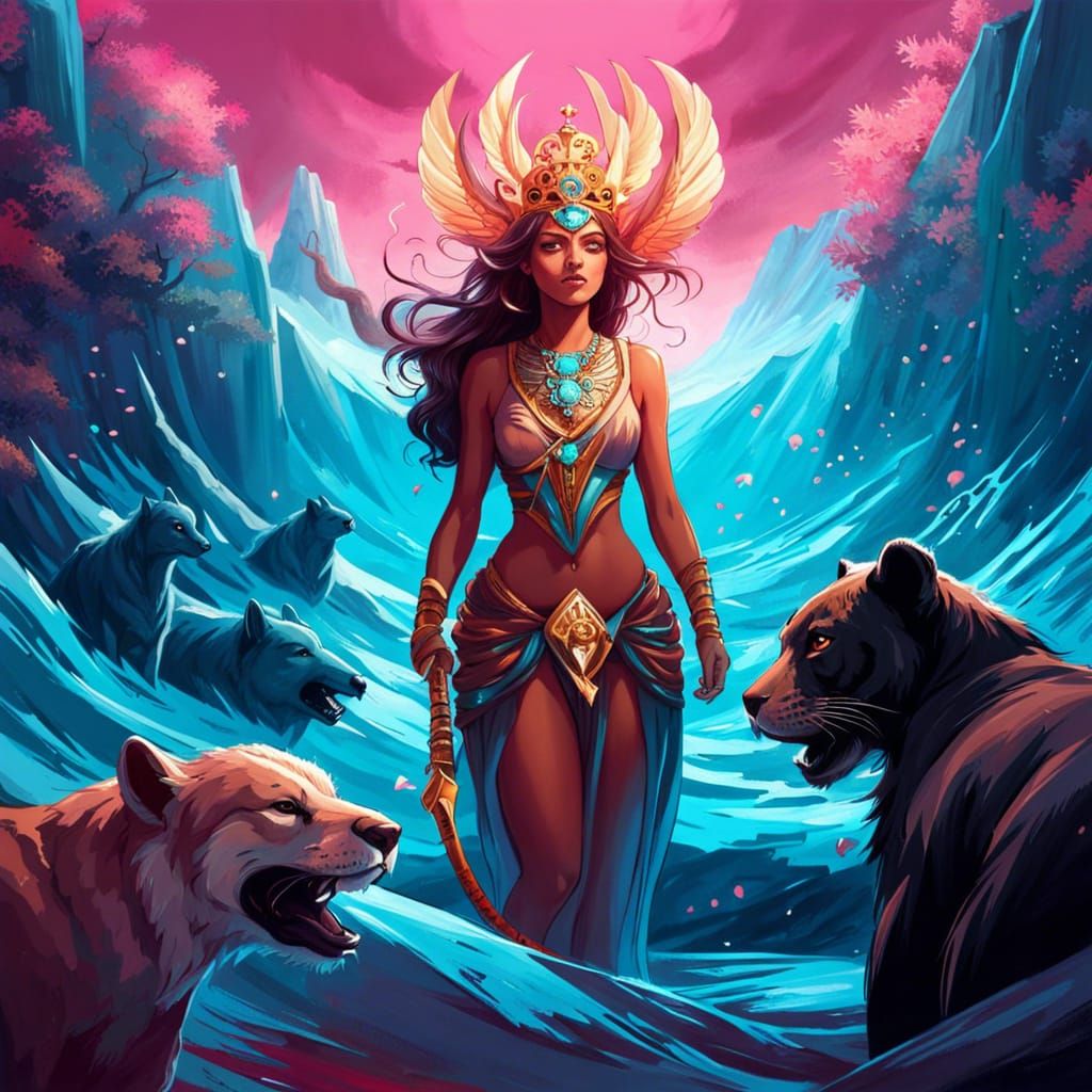 Primal Princess Portrait in Surreal Digital Art Style