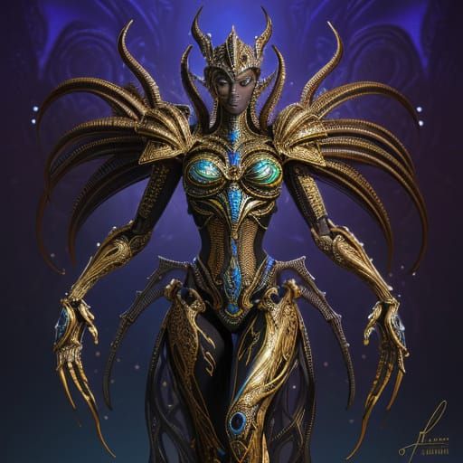 Biomechanical Nubian Queen Figurine in Giger Style