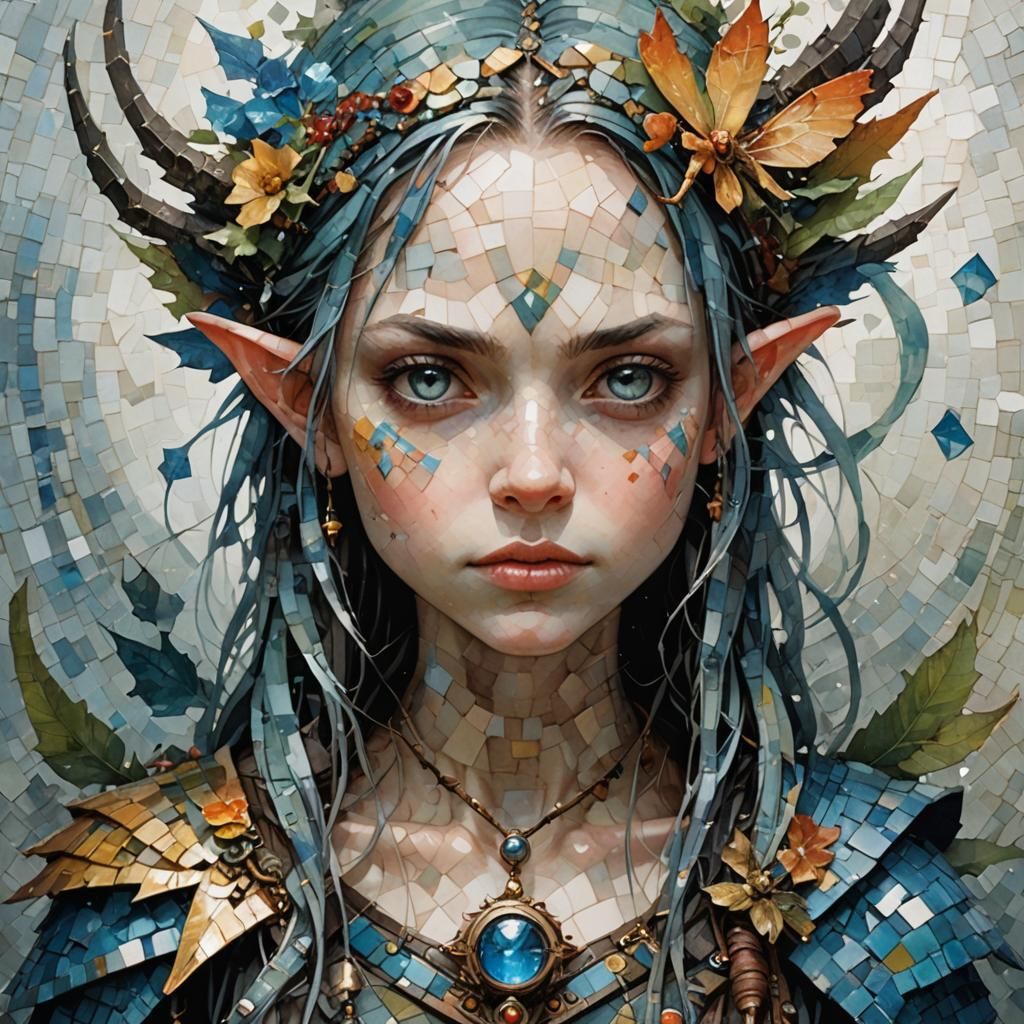 Magic The Gathering Pixy Mosaic Portrait