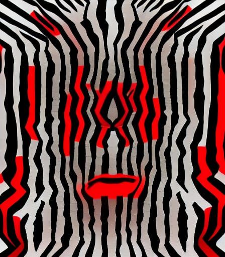 Sad Ghost Portrait in Minimalist Op Art