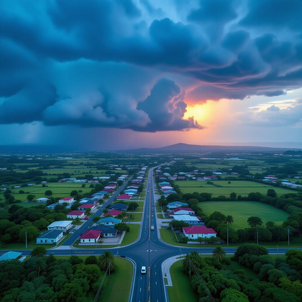 Hurricane Approaching Maypen, Jamaica: Bird's Eye View
