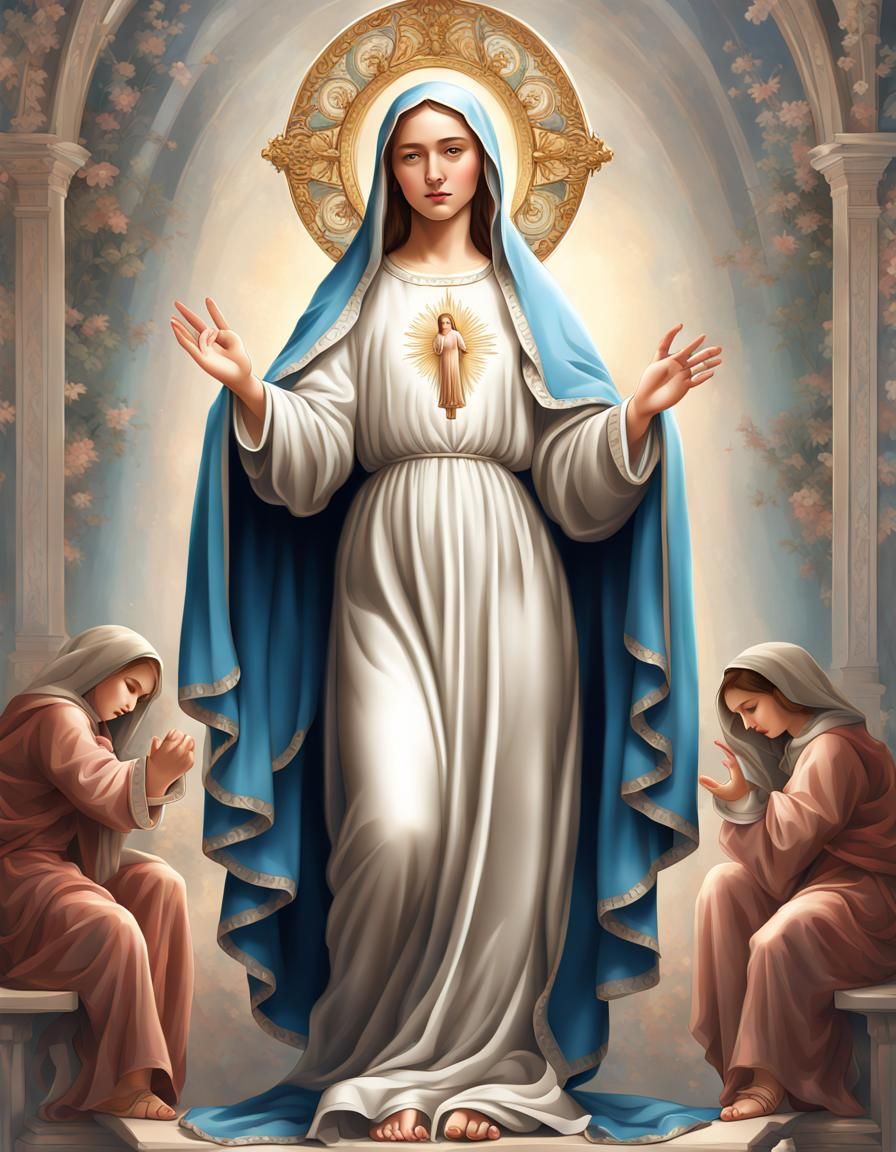 Virgin Mary in Digital Art Illustration Style