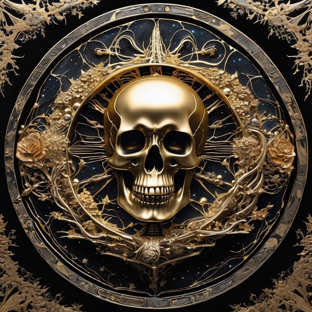 Surreal Bioluminescent Creature Amidst Cosmic Tarot Roses