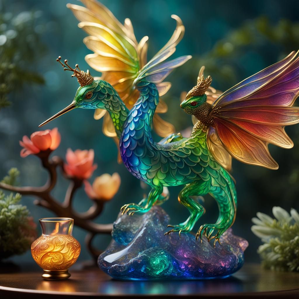Enameled Glass Figurines: A Matte Painting Concept Art