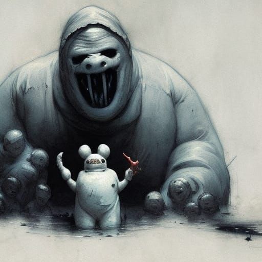 Horror Stay Puft Marshmallow Man in Doré Style