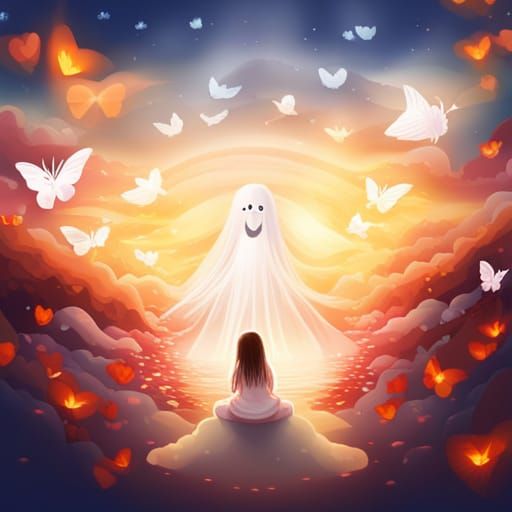 Ethereal Scene: Ghost, Girls, Hearts and Butterflies