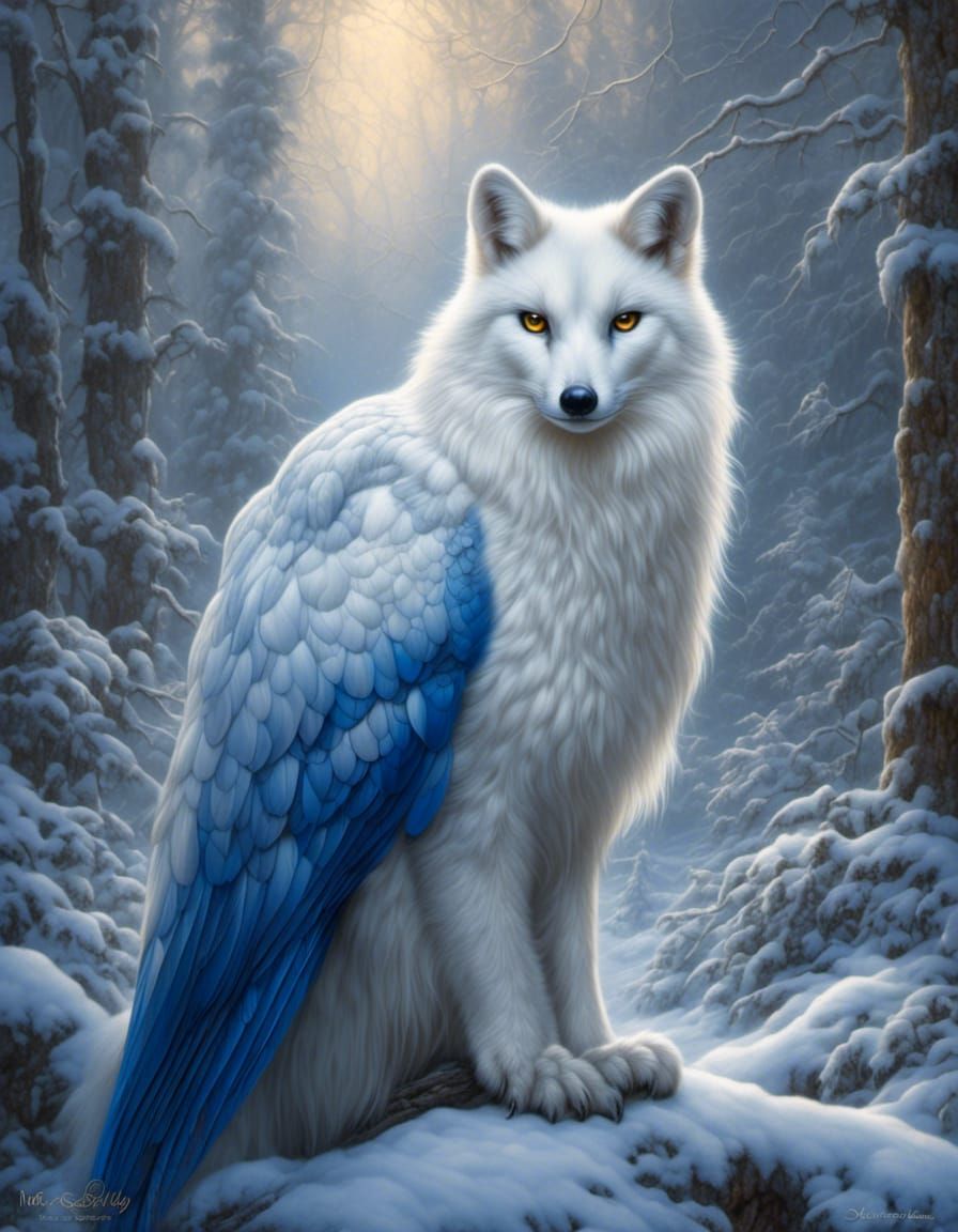 Enchanting White and Blue Creature in HDR