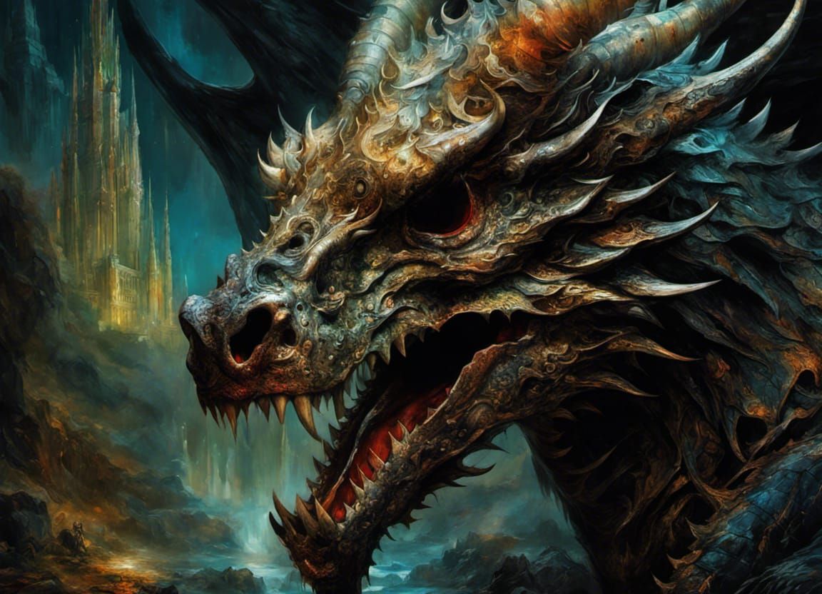 Enchanted Dragon in Dark Fantasy Style