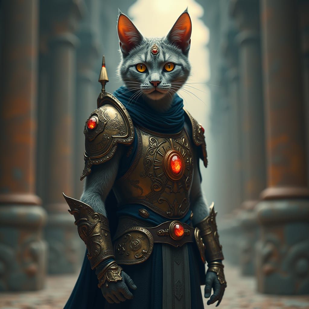 Armored Cat Guardian of Sacred Temple