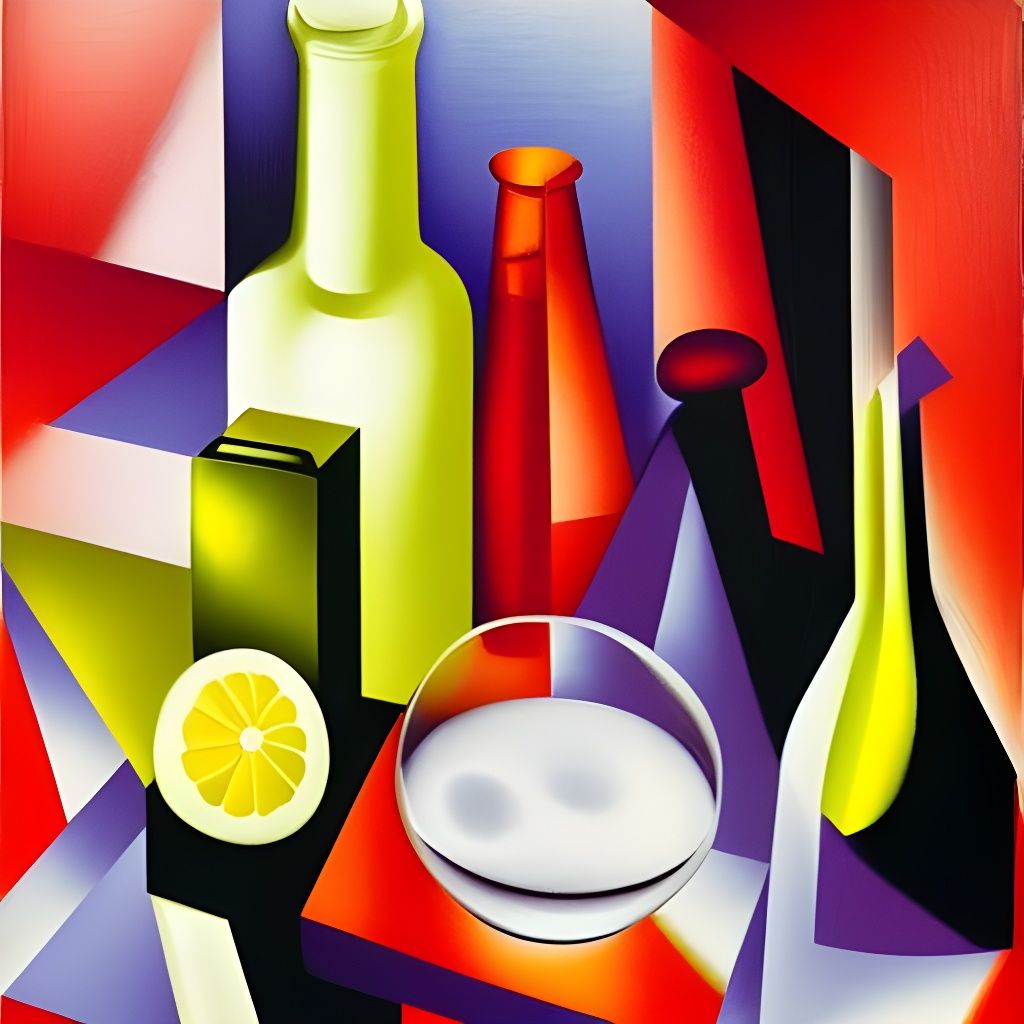 Chilled Vodka Bottle: Cubist Impasto Oil Painting