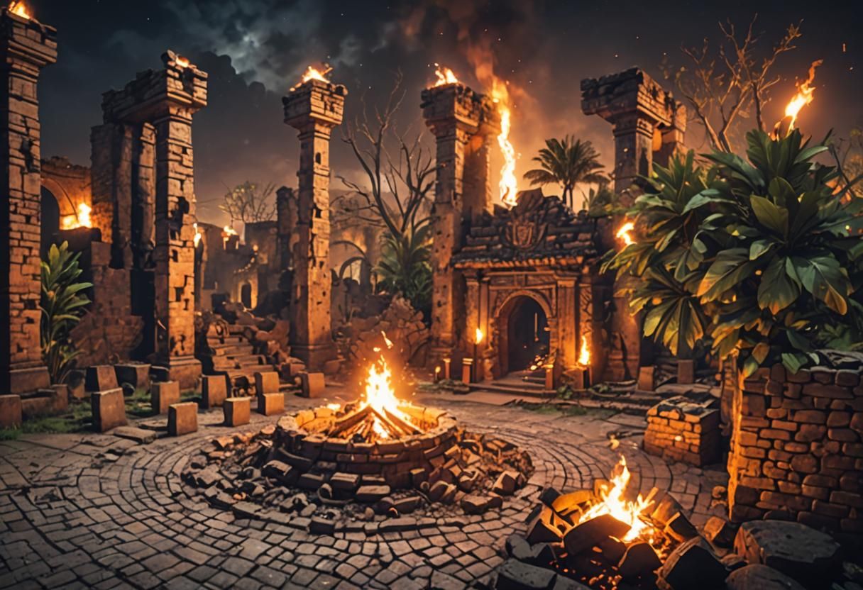 Survivor Tribal Council in City Ruins