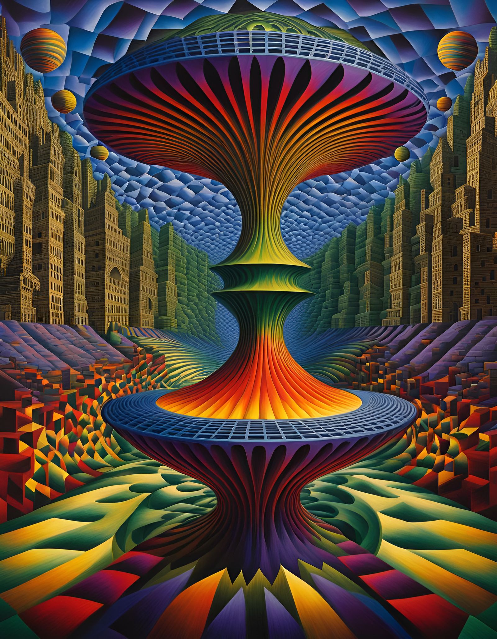 Surreal Optical Illusion with Hidden Faces