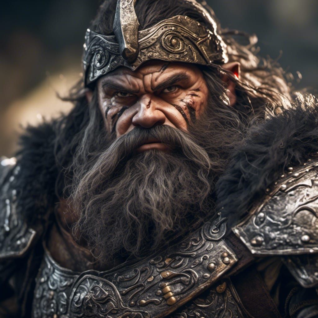 Angry Dwarf Warrior in Detailed Medieval Armor