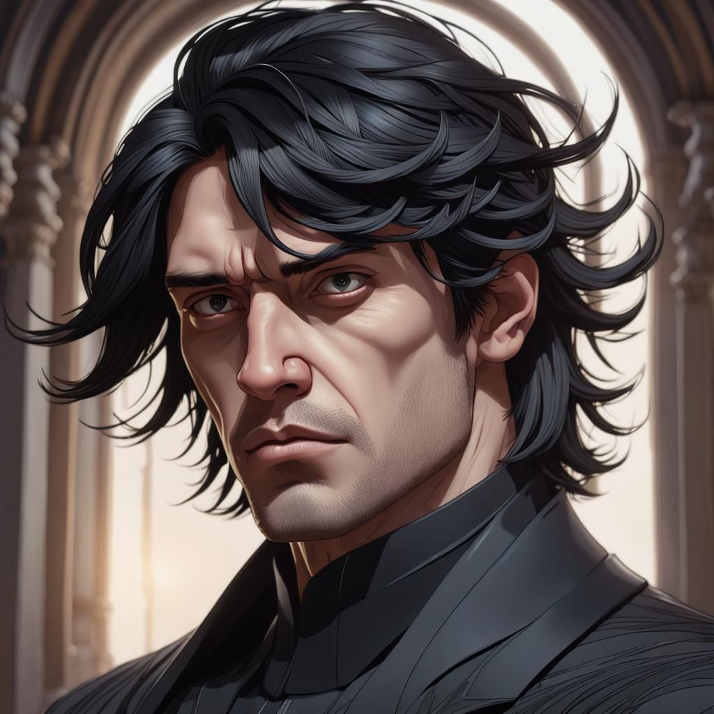 Dramatic Portrait of an Odd Overconfident Man