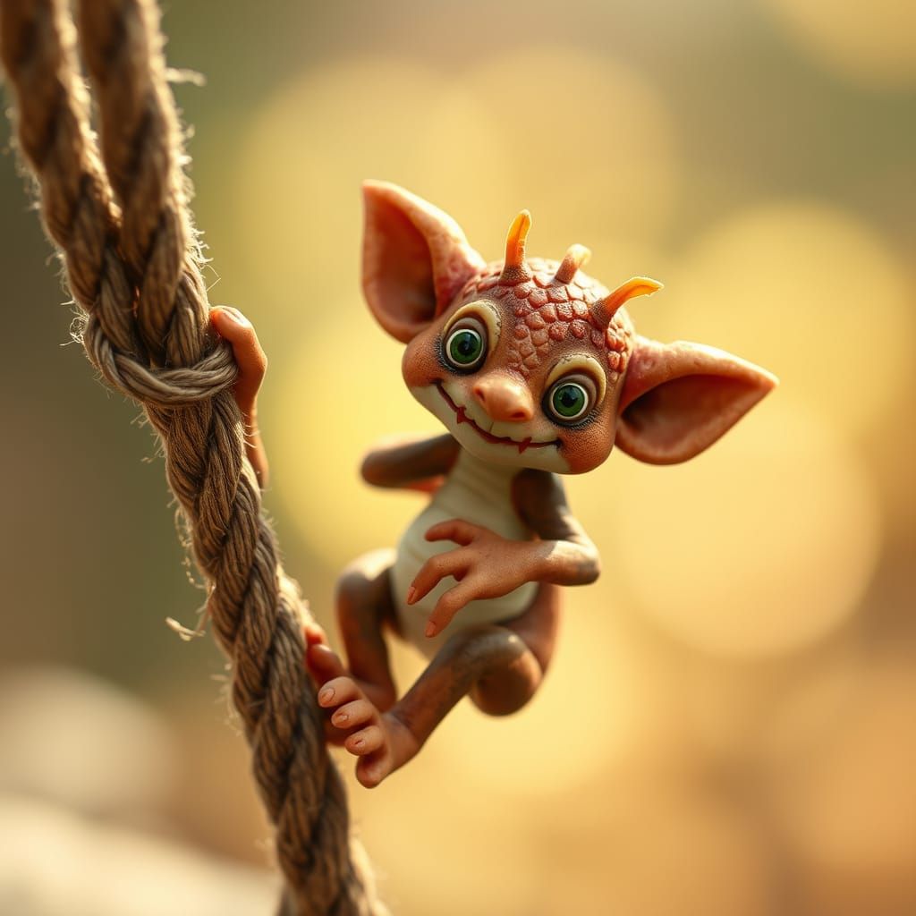 Whimsical Polymer Clay Creature Descends into a Mystical Rea...