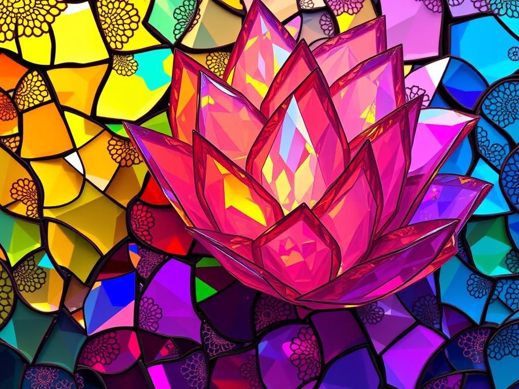 Kaleidoscopic Stained Glass Art in Impressionist Style