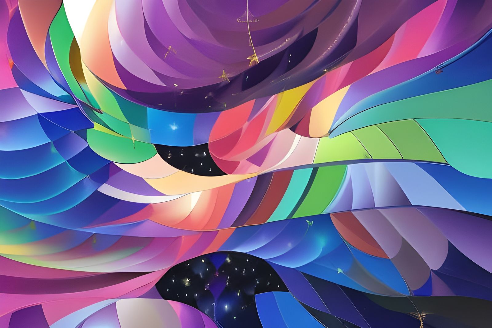 Cosmic Crystal Rainbows in Abstract Cubism