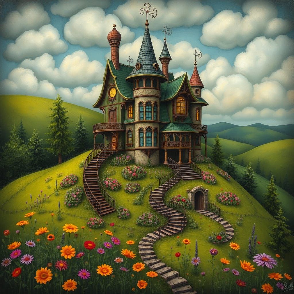 Surreal Dreamhouse in Vibrant Whimsy