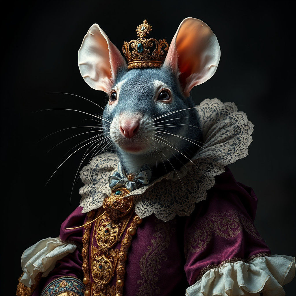 Baroque Rat Mousse Portrait in Opulent Style