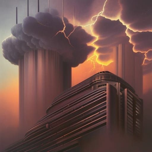 Dramatic thunderstorm in dust city