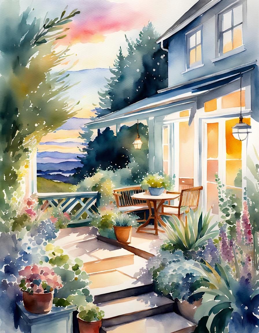 Soft Minimalist Watercolor of Outdoor Scotland View