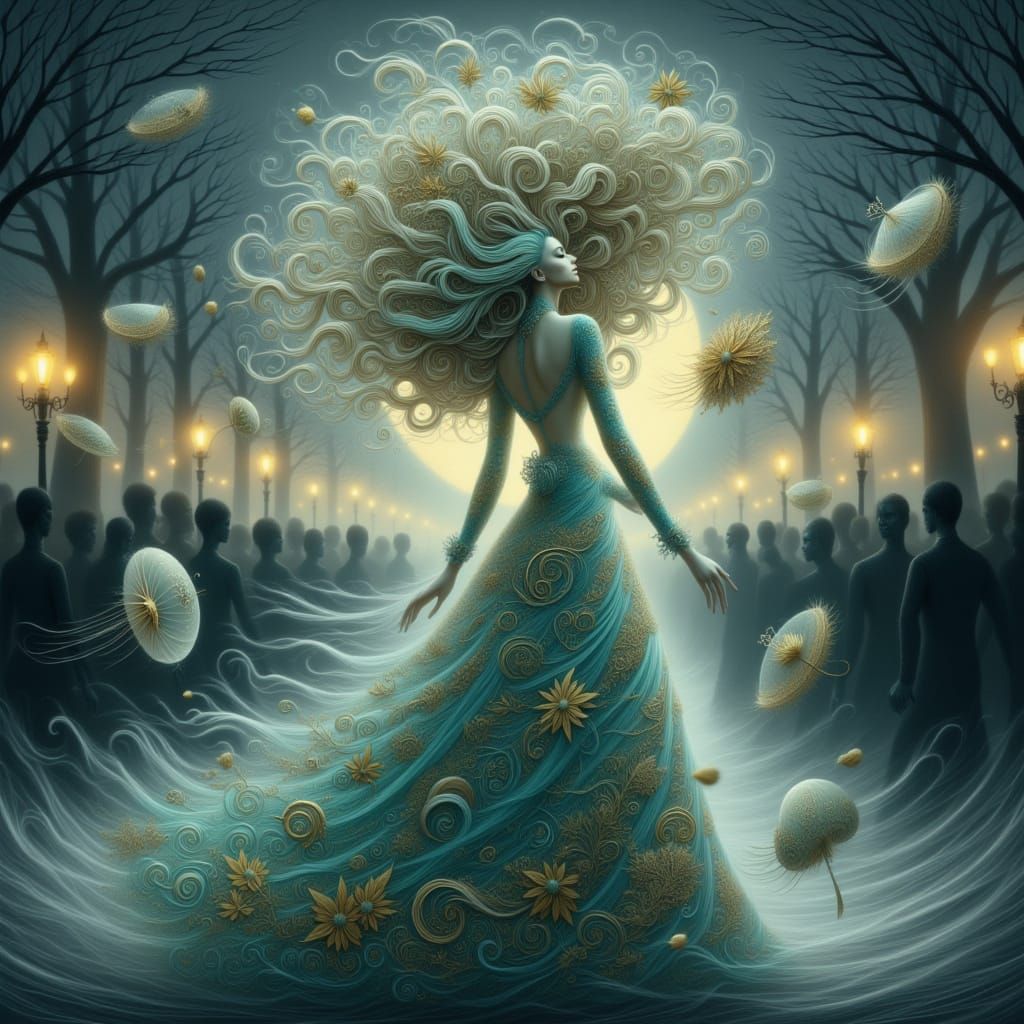 Futuristic Runway Model in Jellyfish Outfit