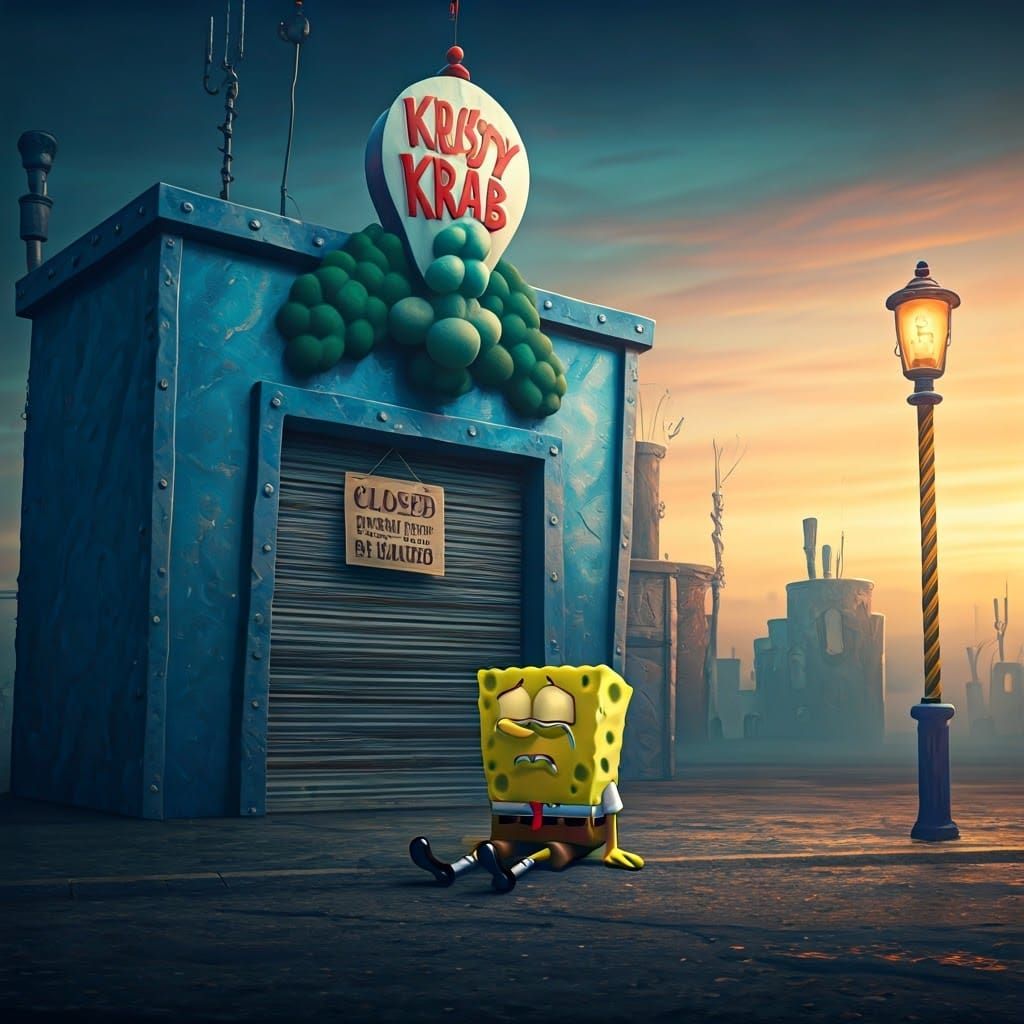 SpongeBob's Sadness: Krusty Krab Closure in Pixar Style