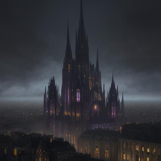 Surreal Gothic Metropolis in Dreamlike Colors