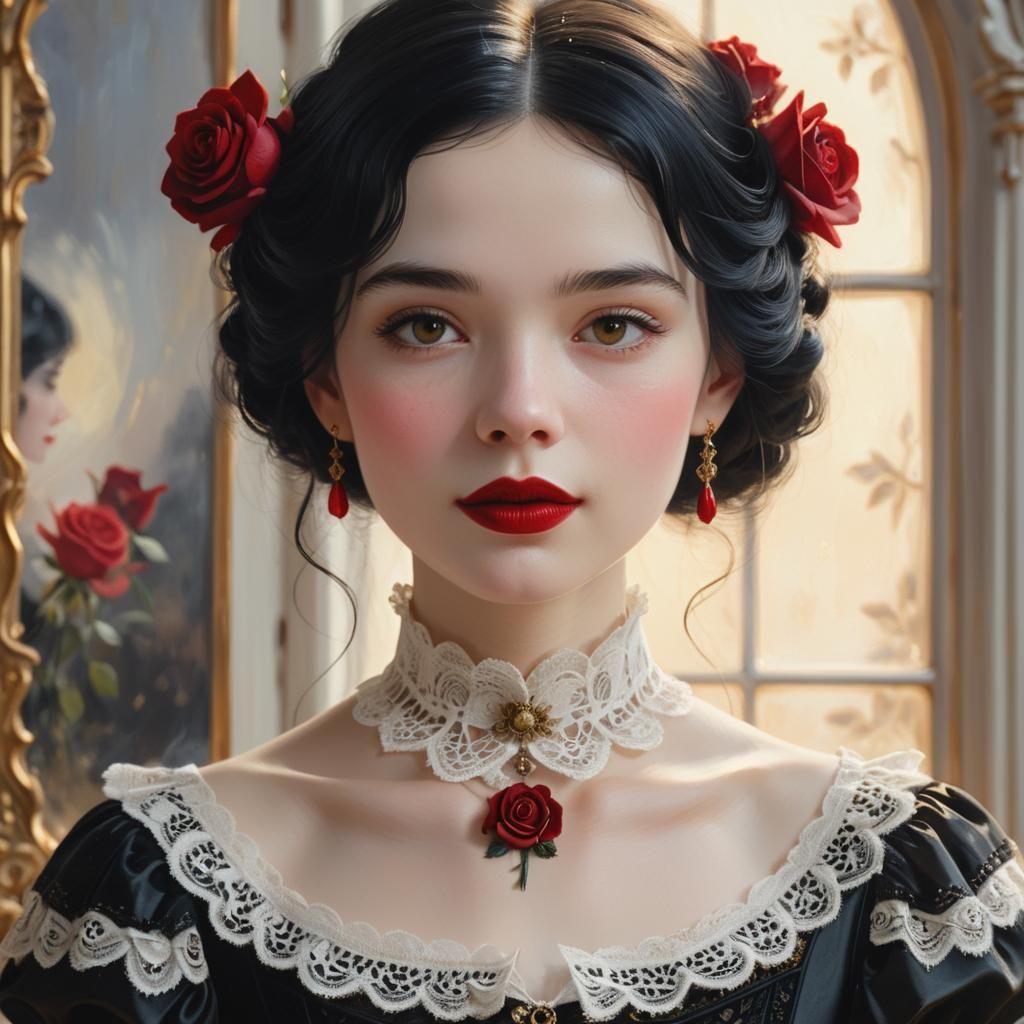 Dreamcore Victorian Woman in Soft Oil Painting Style
