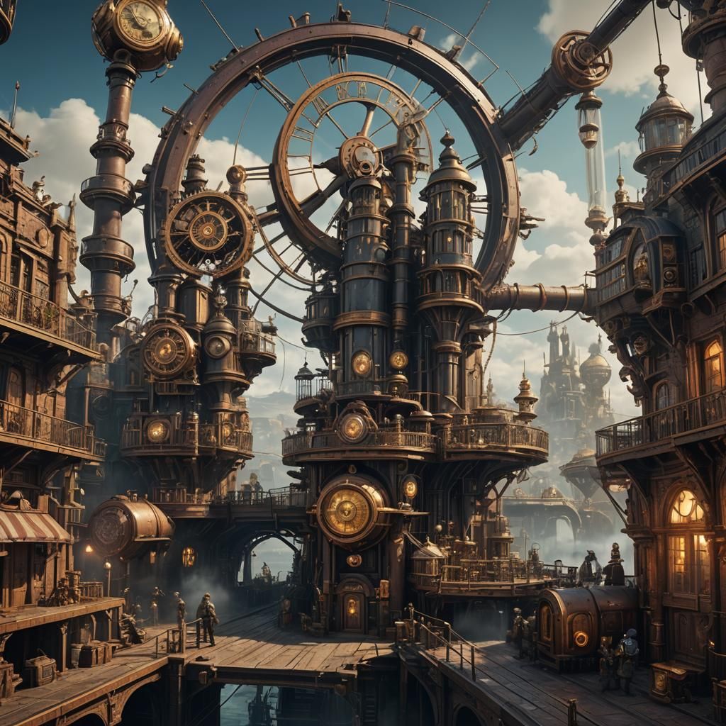 Futuristic Steampunk Matte Painting in 8K Resolution