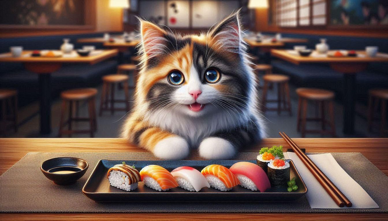 Cats love sushi