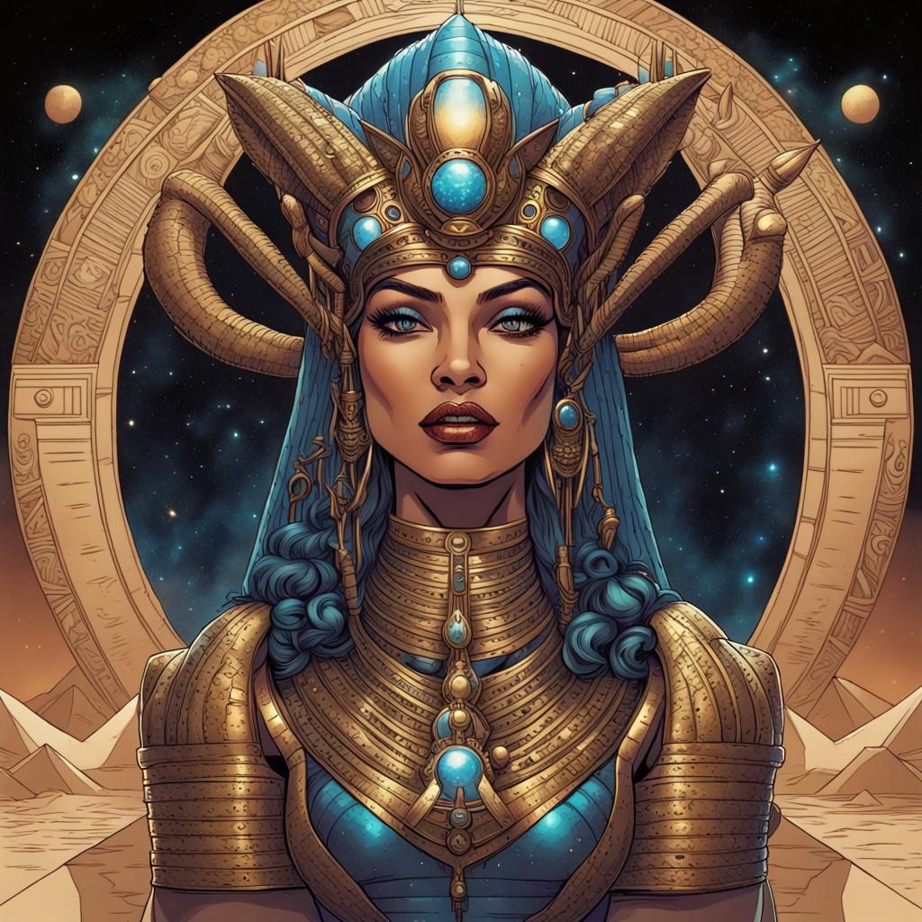 Egyptian Queen in Space Comic Art