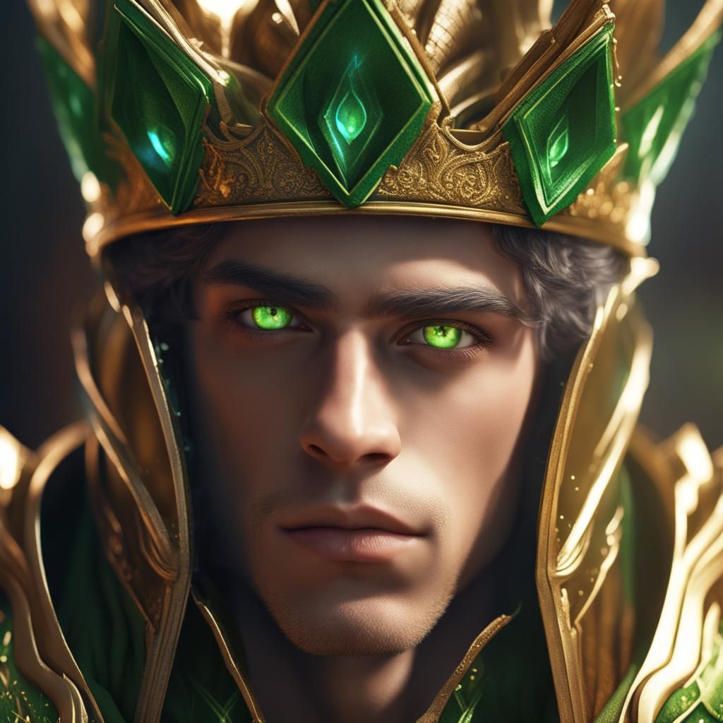 Innocent Youth with Crown: Detailed Fantasy Portrait