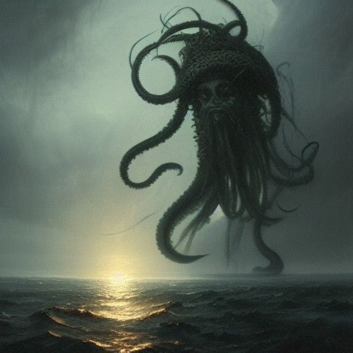 Kraken of Thunderous Fear: Horror Illustration